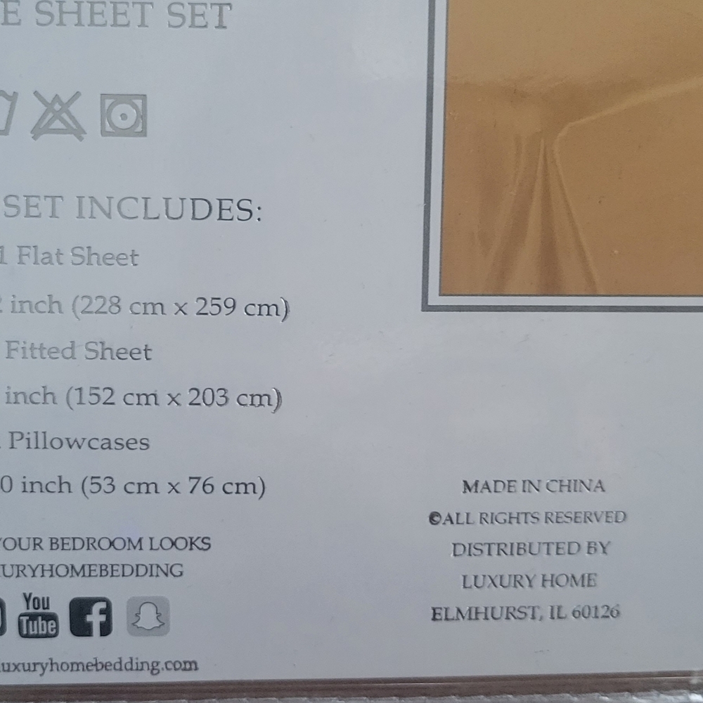 Gold 4 Piece Queen Bed Sheets - Picture 3 of 3